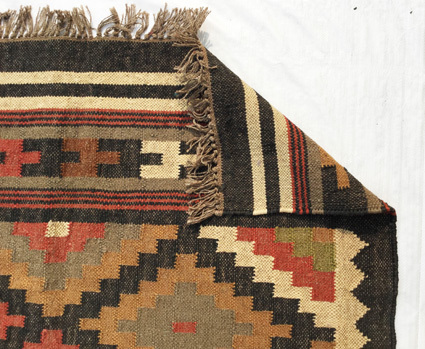 Rectangle Kilim Floor Rug Back Material: Woven Back