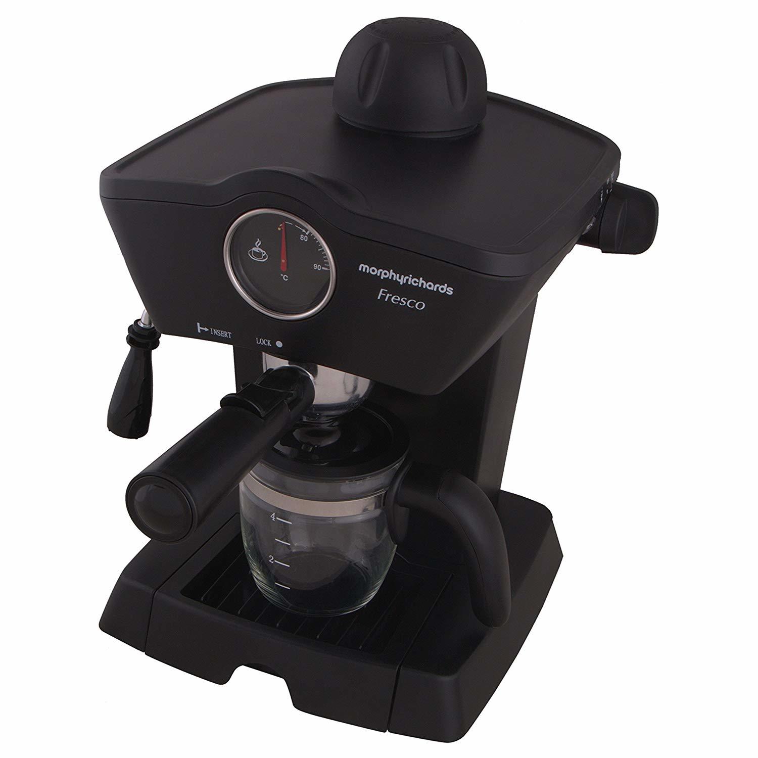 Morphy Richards Fresco 800-watt 4-cups Espresso Coffee Maker (Black)