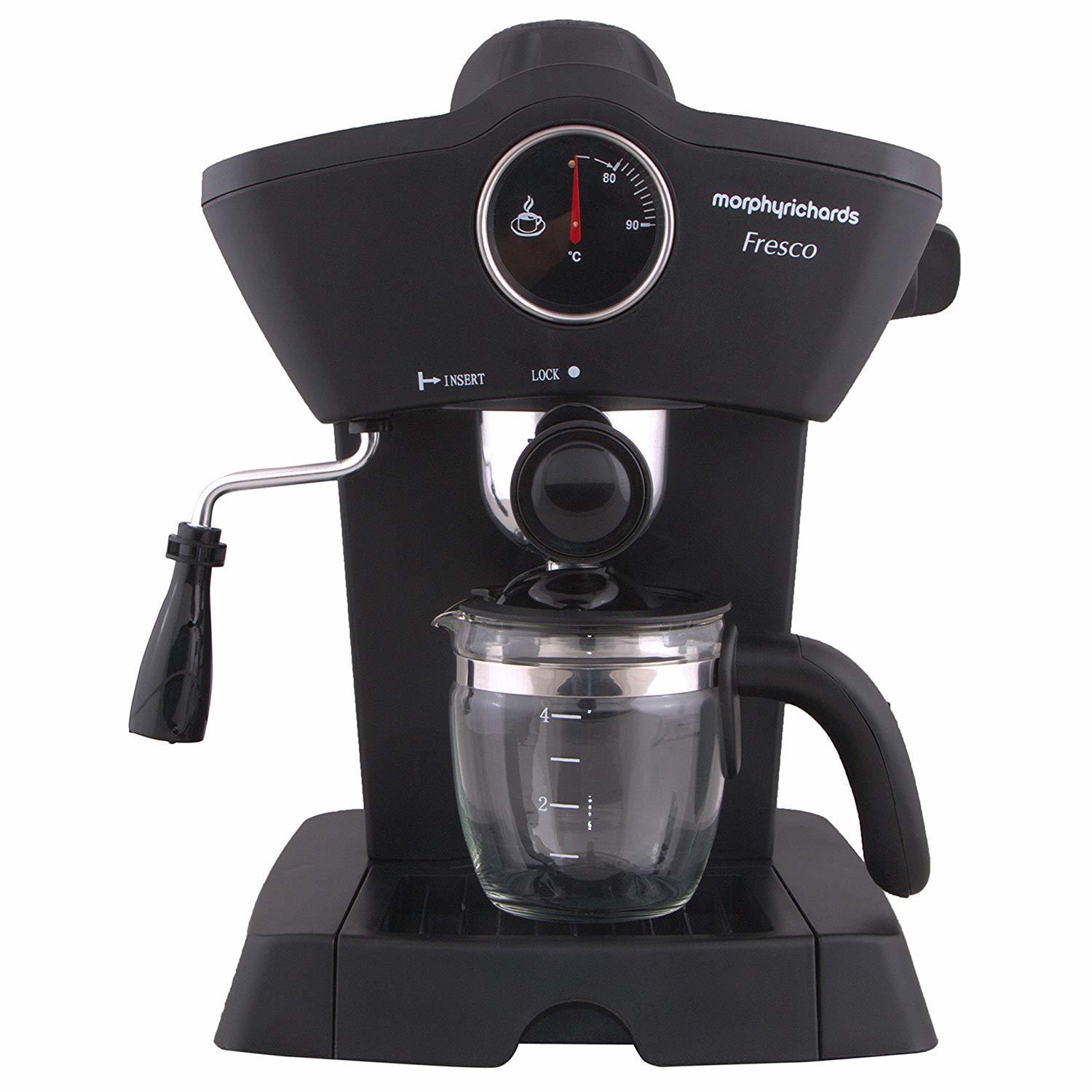 Morphy Richards Fresco 800-watt 4-cups Espresso Coffee Maker (Black)
