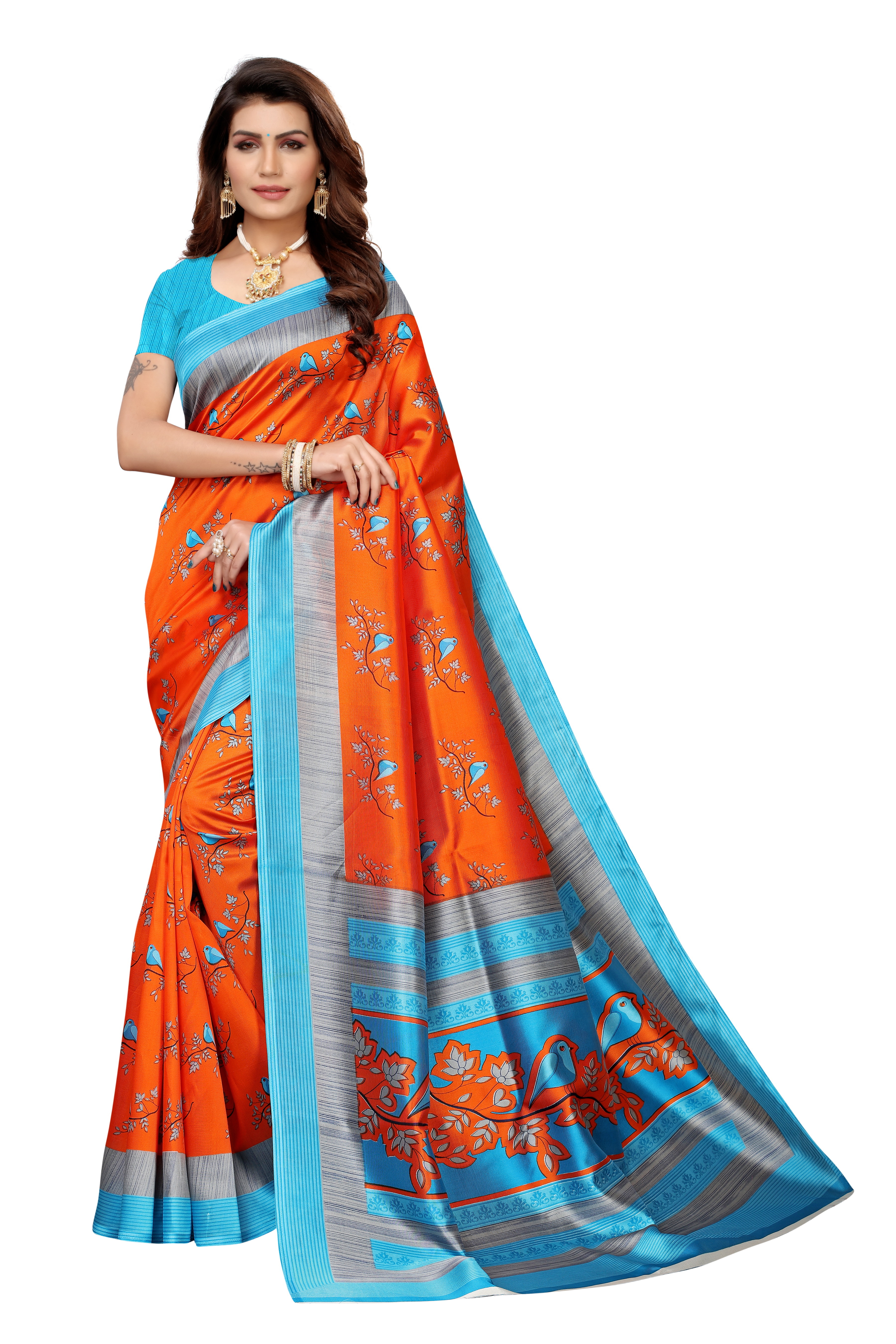 Ladies Daily Wear Printed Kalamkari Silk Saree - Fabric: Silk, Length: 6 Mtr, Blouse Length: 0.8 Mtr | Style: Other Indian, Season: All Weather, Pattern: Printed