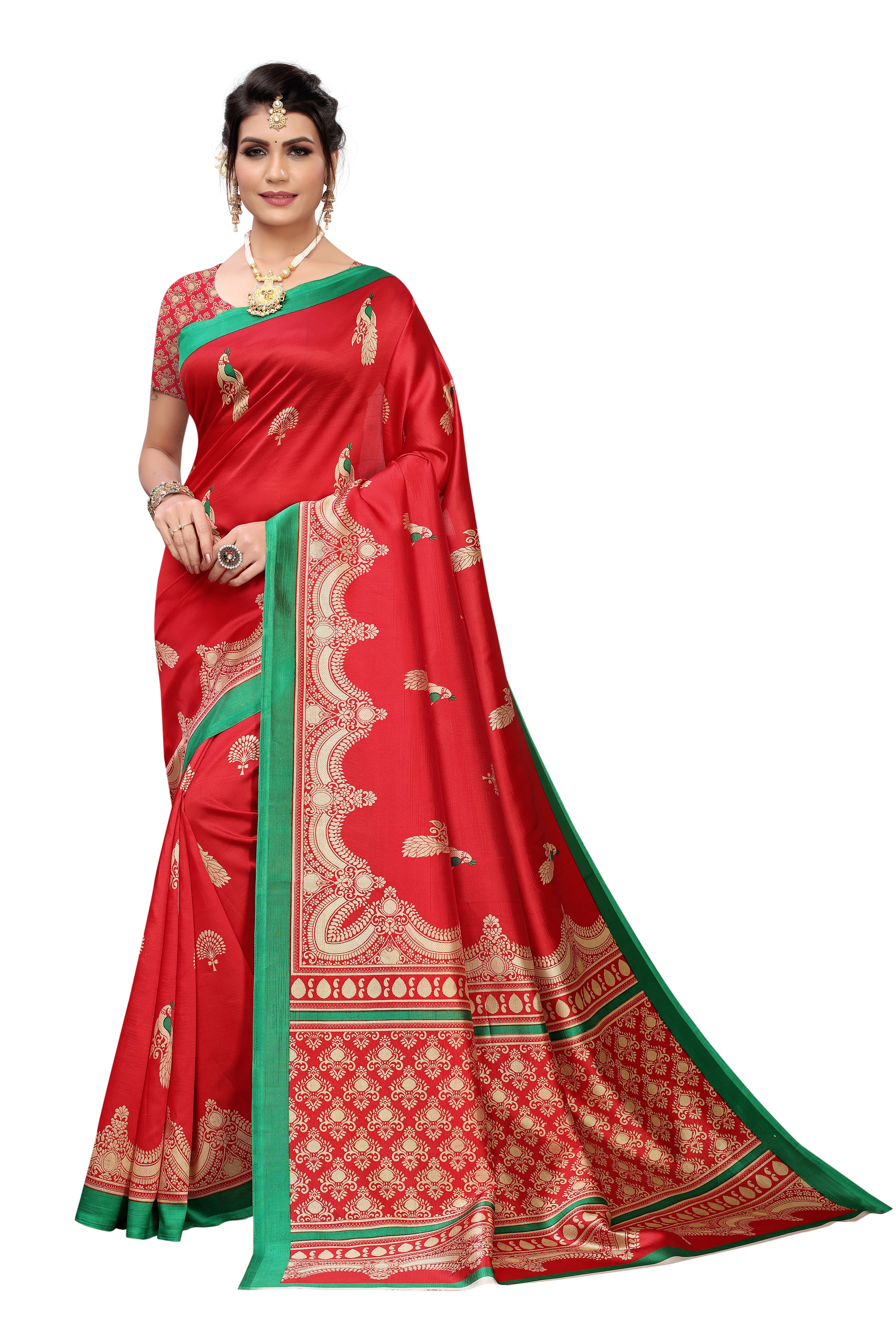 Peacock Printed Khadi Silk Saree - Khadi Silk Fabric, 6 Mtr Length Including Blouse, Multi Colour, Unstitched Blouse, Soft Border Finish, Light Weight, Comfortable To Wear