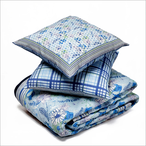 Quilt And Cushion Cover Set - Soft Printed Cotton Blend, All Sizes Available - Lightweight Design For Home And Hotel Use