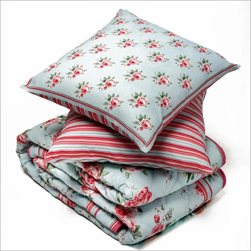 Printed Siliconized Polyester Quilt And Cushion Cover Set