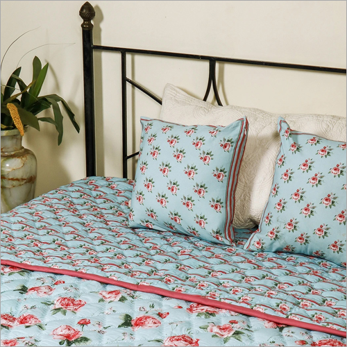 Printed Siliconized Polyester Quilt And Cushion Cover Set