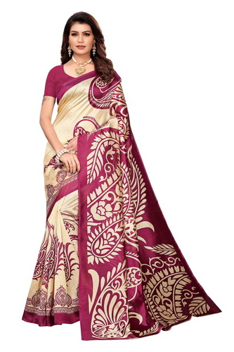 New Designer Printed Kalamkari Silk Saree - Cotton Silk, 6 Meter Length With Blouse Piece, Multicolor | Summer, Rainy, Spring, Winter, Other Seasons