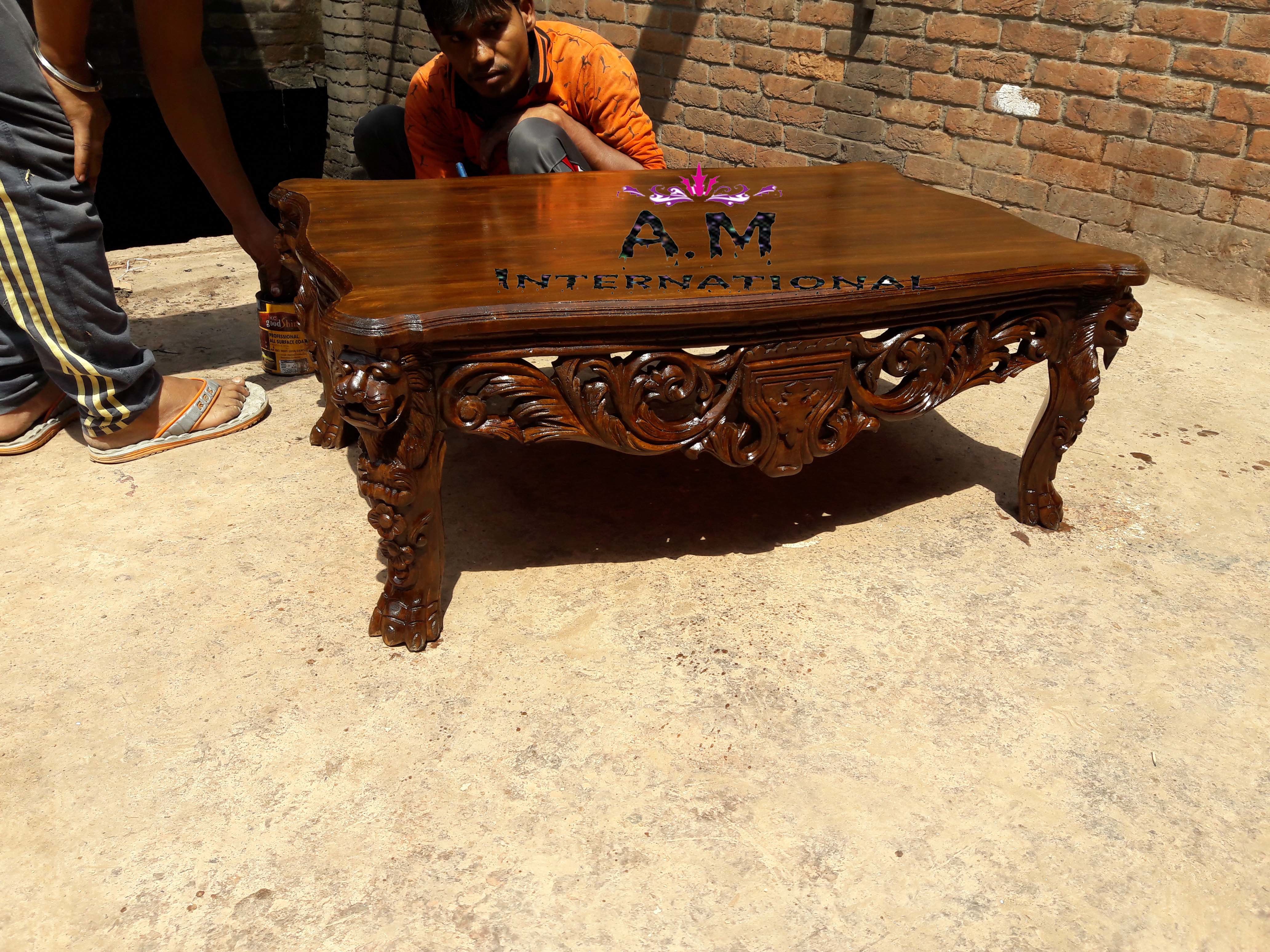 Handmade Lion Design Center Table