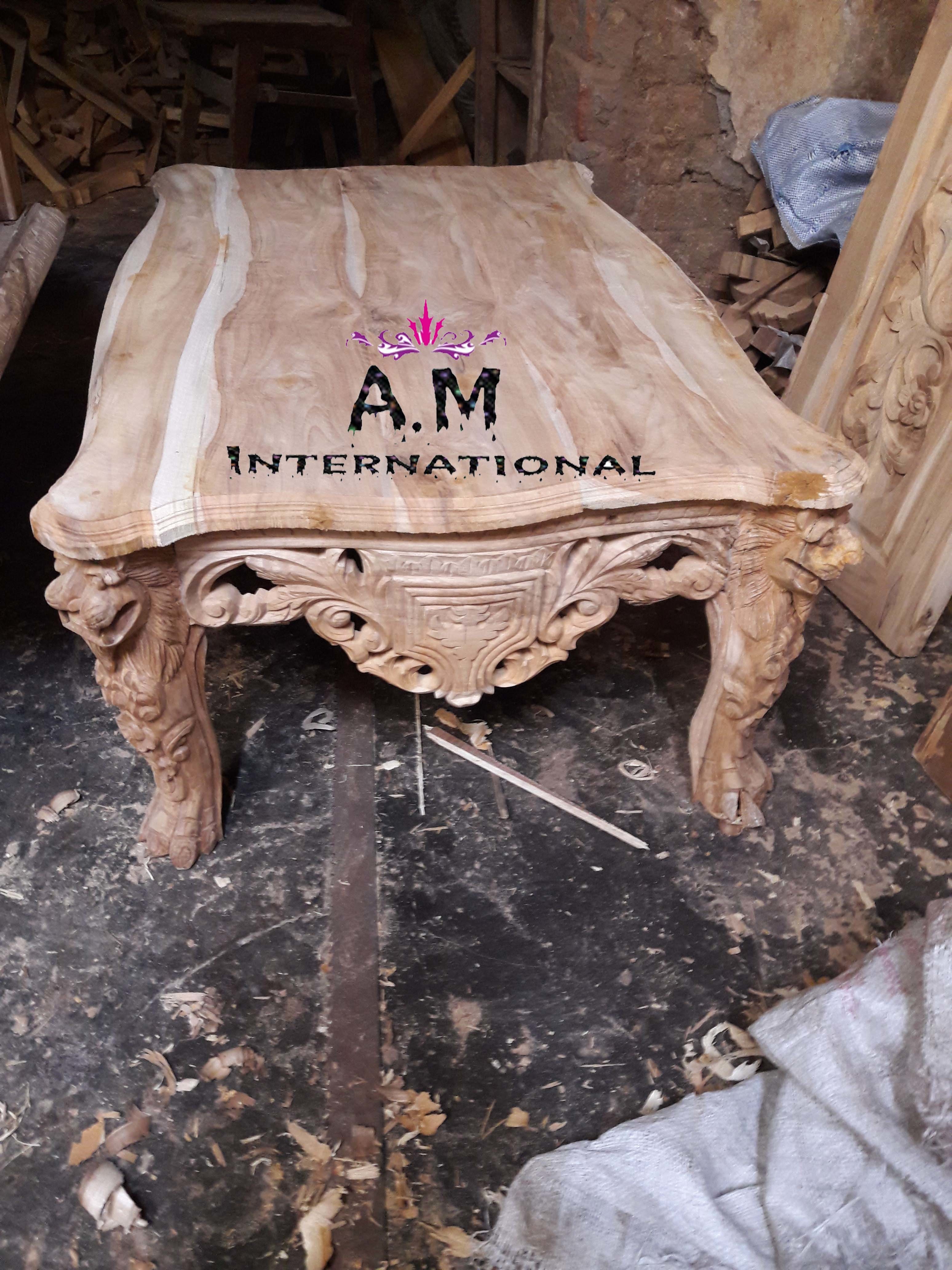 Handmade Lion Design Center Table