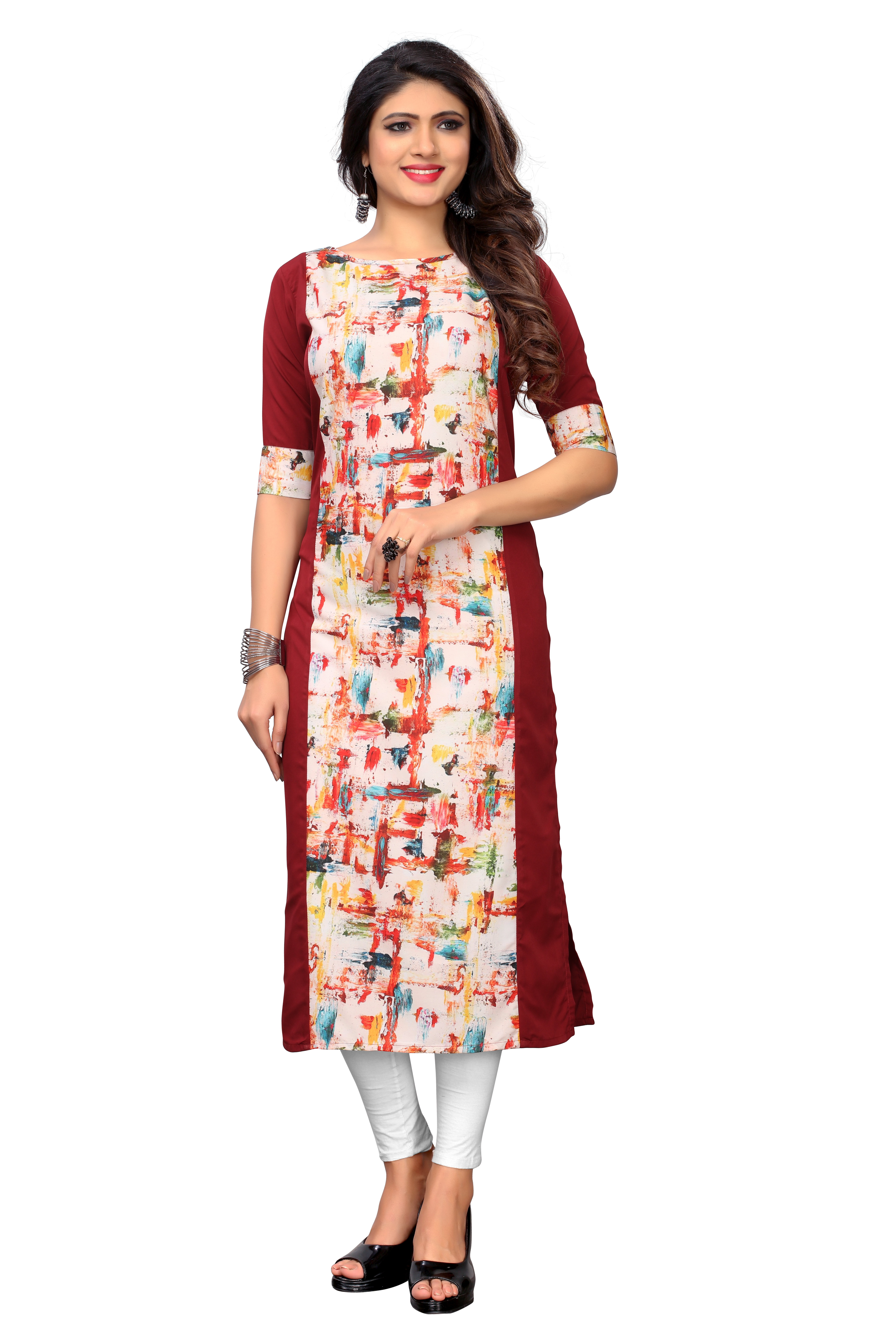 New Fancy Printed Kurtii - Cotton, Available Sizes M(38) To 3xl(46), Half Sleeve, Boat Neck, Length Up To 46-47 Inch, Washable, Daily Wear