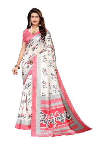 Cotton Silk Kalamkari Silk Saree with 4 Colors - 6 Meter Length, Multicolor Flower Printed Design | Ideal for All Seasons, Banarsi Style