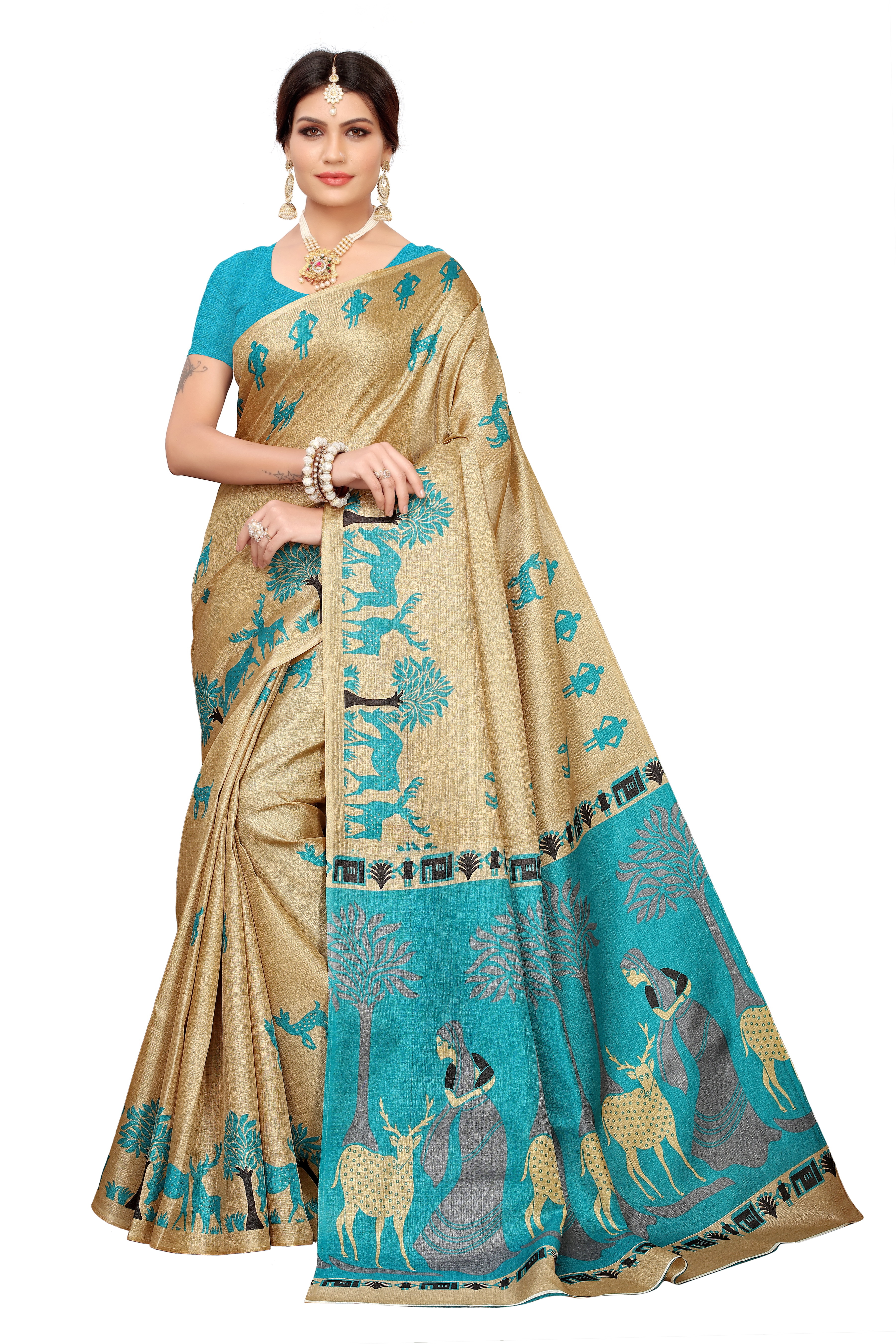 Kalamkari Silk Saree - Khadi Silk, Multicolor Printed Design | Elegant For All Seasons