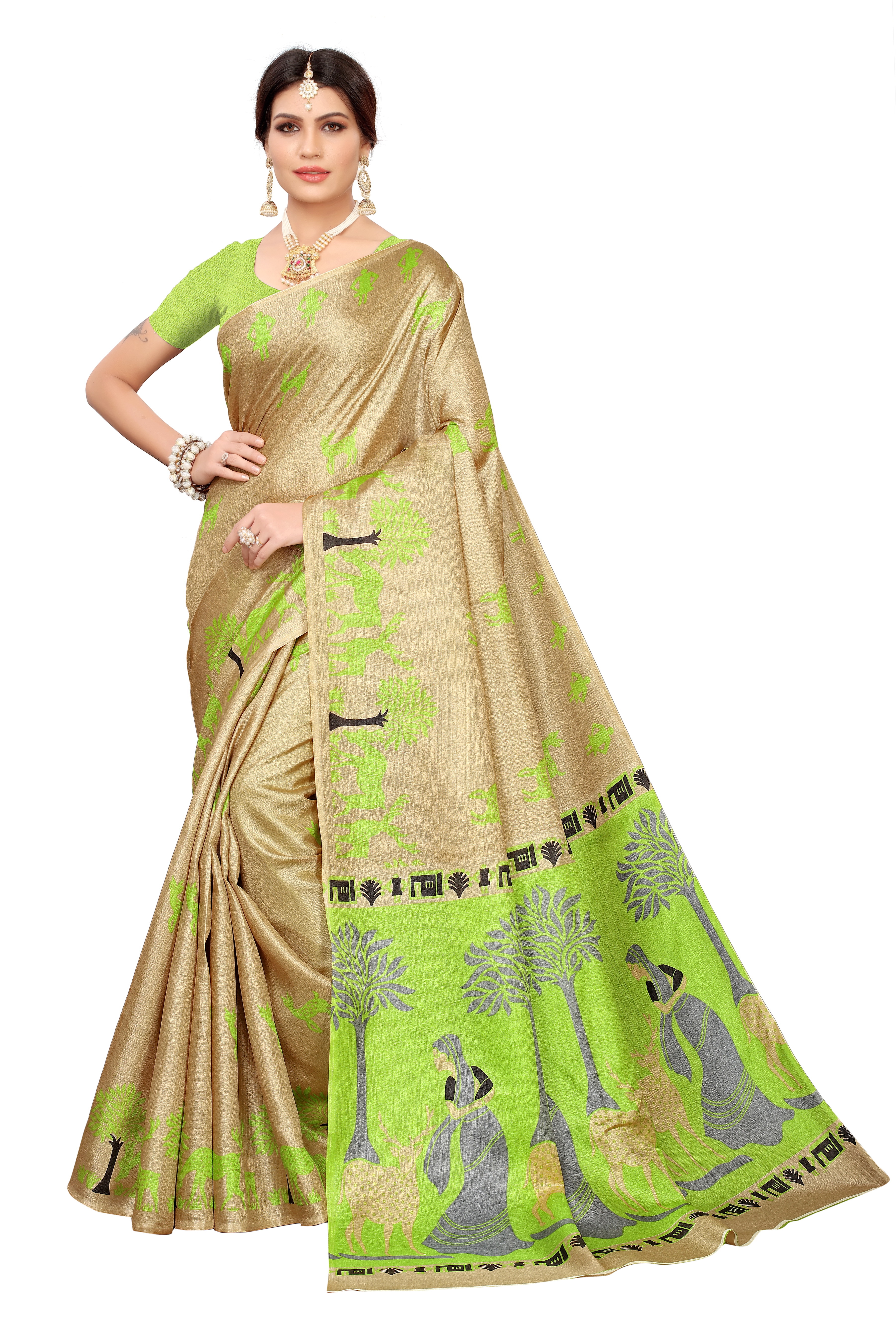 Kalamkari Silk Saree - Khadi Silk, Multicolor Printed Design | Elegant For All Seasons