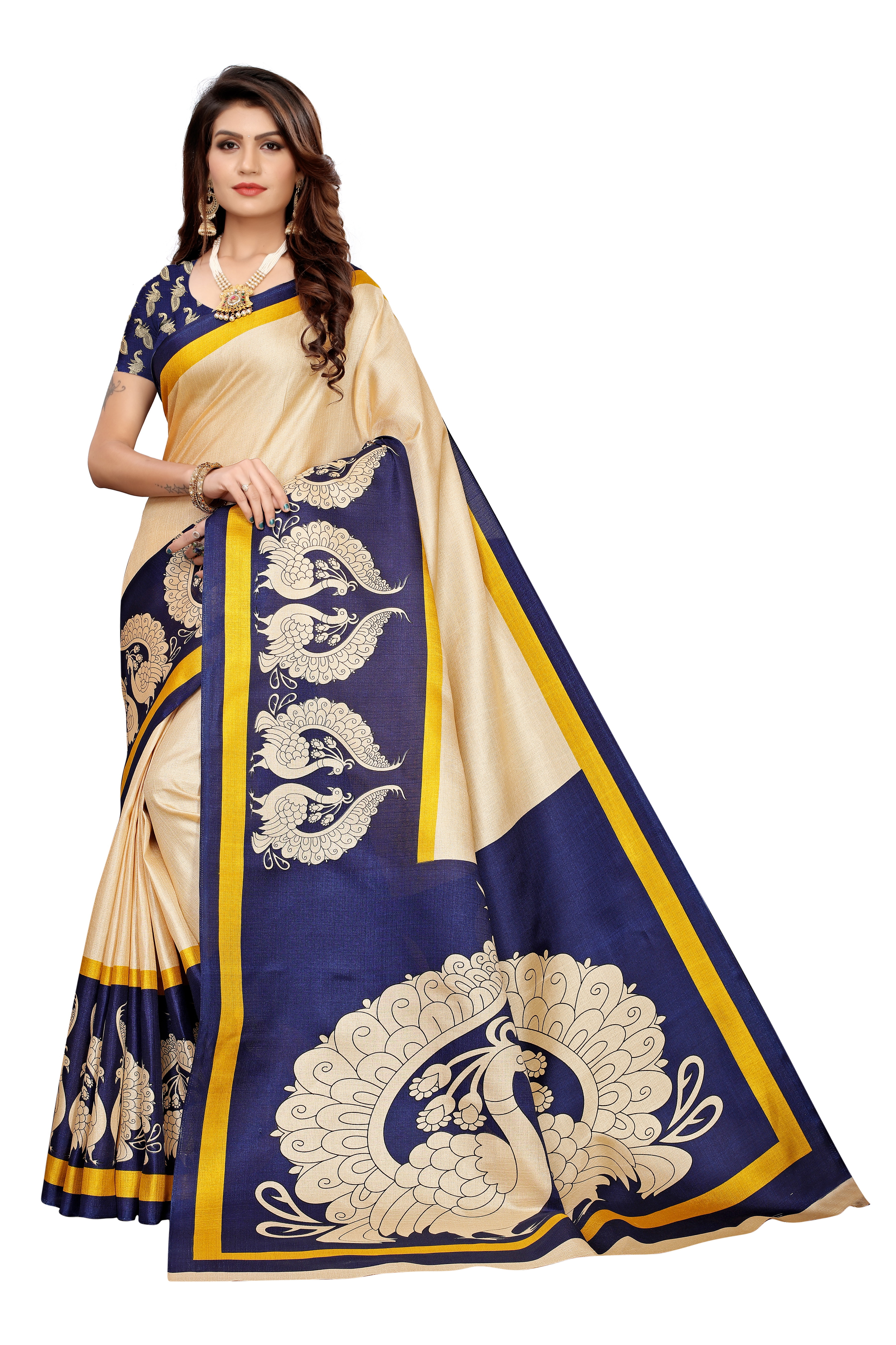 Kalamkari Silk Saree - Khadi Silk, Multicolor Printed Design | Elegant For All Seasons