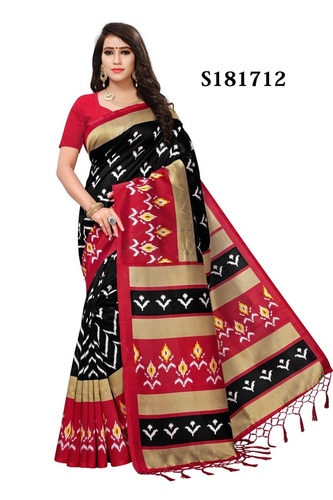 Kalamkari Print Bandhani Style Cotton Silk Saree - 6.3 Meter Length With Blouse Piece | Multicolor, Ideal For All Seasons