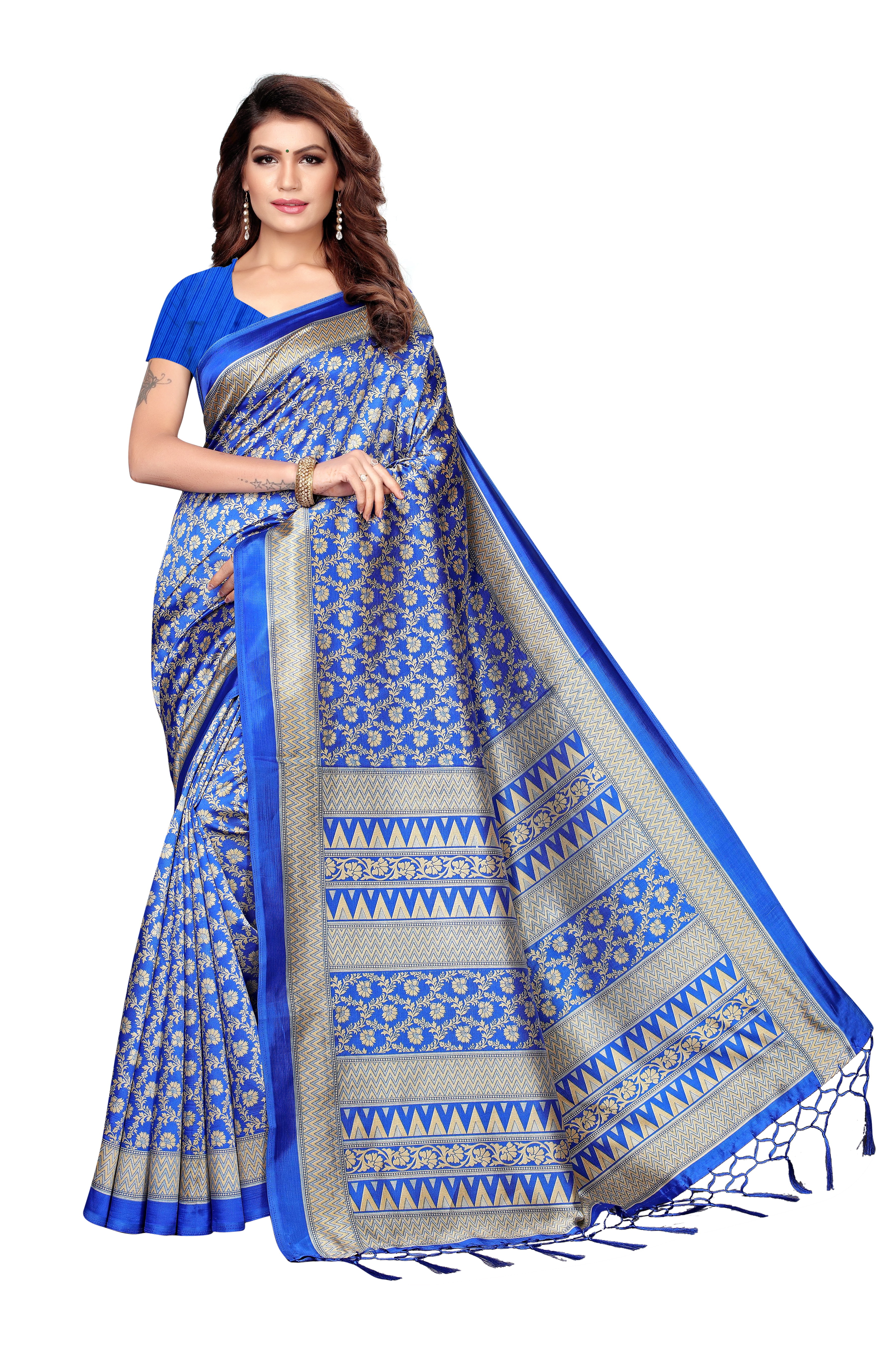 Multicolor New Small Design Mysore Silk Jhalar Style Kalamkari Saree