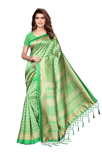 Kalamkari Mysore Silk Saree - 6.3 Meters, Multicolor Printed Design, Banarsi Style for All Seasons