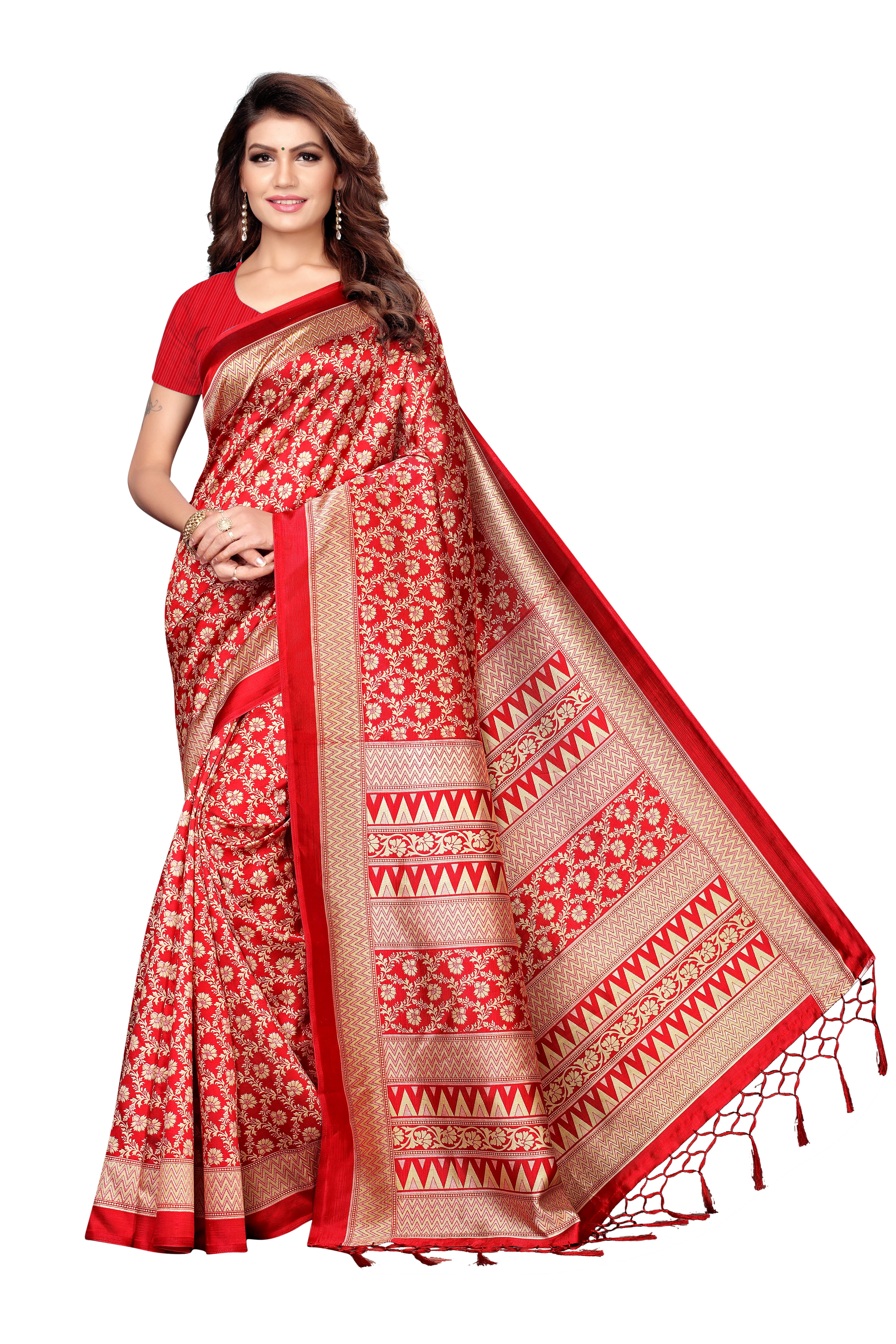 Kalamkari Mysore Silk Saree - 6.3 Meters, Multicolor Printed Design, Banarsi Style For All Seasons