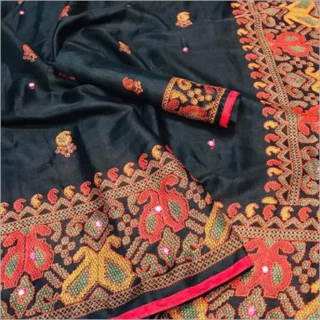 आरी मिरर साड़ी के साथ मोनिका जूट सिल्क