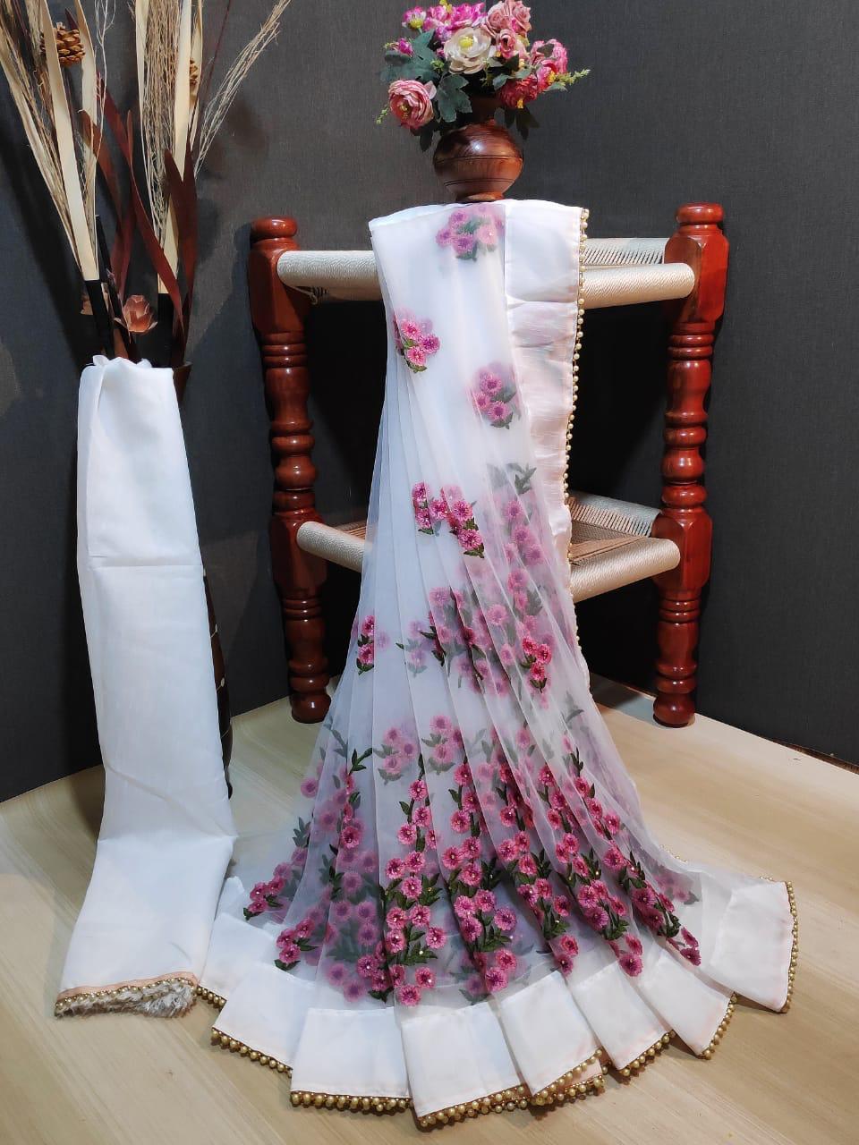 Pc1199 Net With Embroidery Saree