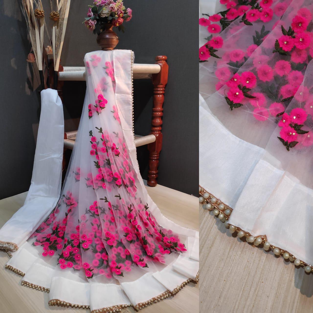 Pc1199 Net With Embroidery Saree