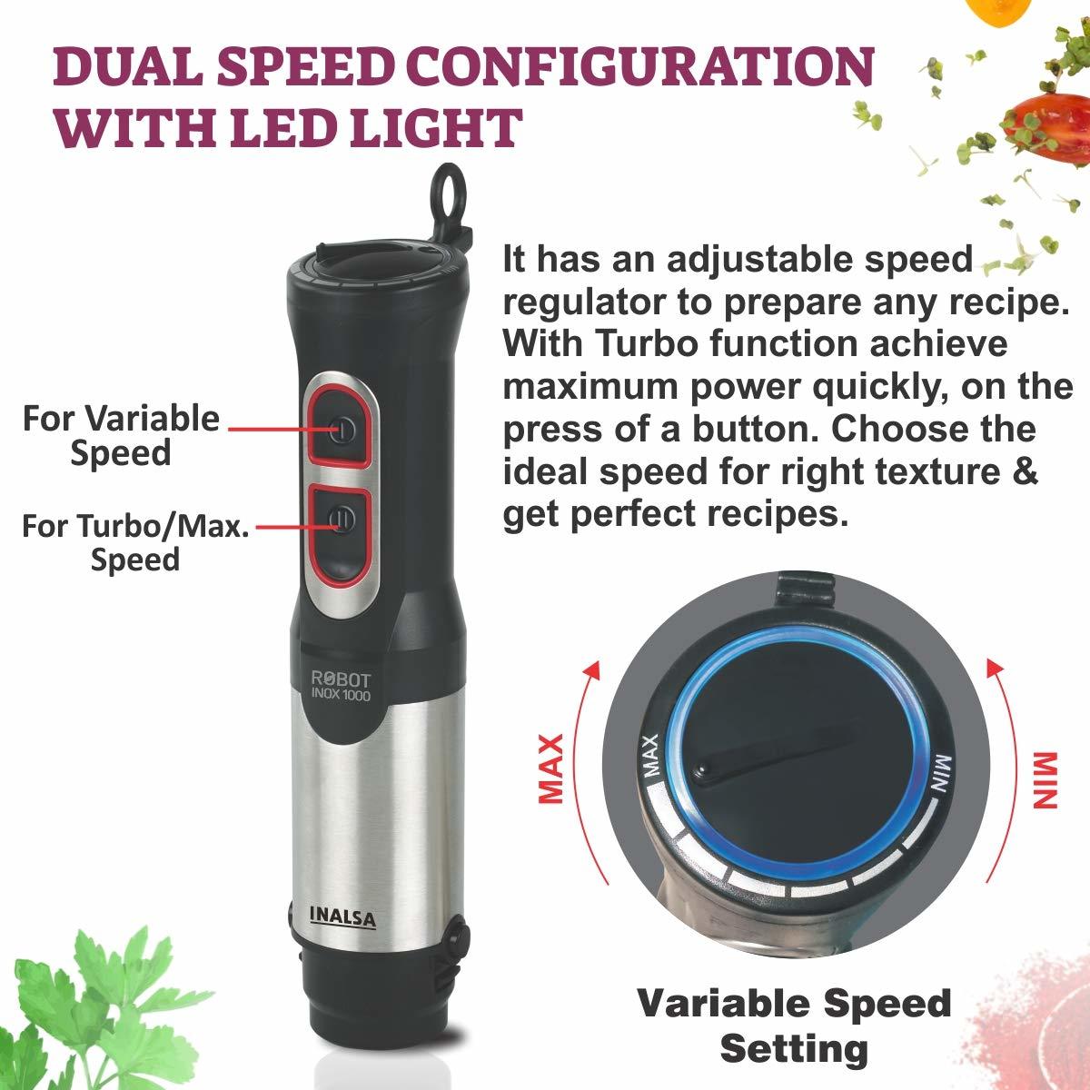 Inalsa Hand Blender Robot Inox 1000 Watt