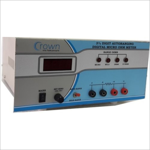 Digital Micro Ohm Meter - 3a Digit Auto Ranging, 1 Micro Ohm To 19.99 K Ohm, Blue | Industry, Laboratory, Research Application, Manual Operation, 4 Terminal Measurement