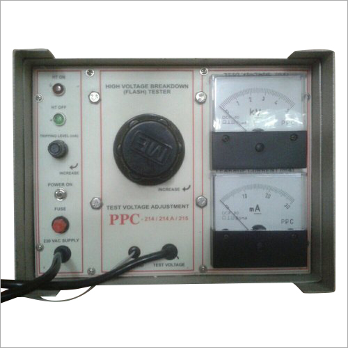 High Voltage Breakdown Tester - 0 To 5kv, 1 To 30ma Tripping Level | Mains Operated, Automatic Tripping Facility, Safety Probe, Audio And Visual Alarms