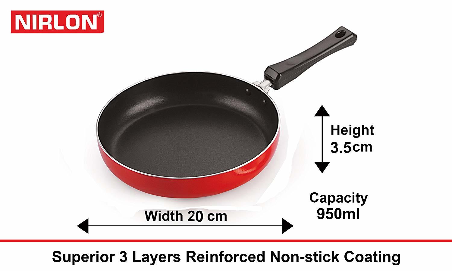 Nirlon Gas Compatible Fry Pan And Kadhai Combo Cooking Set, 2.6mm_fp10_kd11