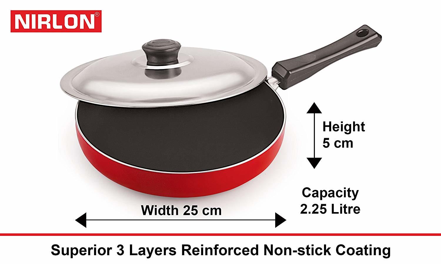 Nirlon Non Stick 3 Piece Combo Set Aluminium Red & Black