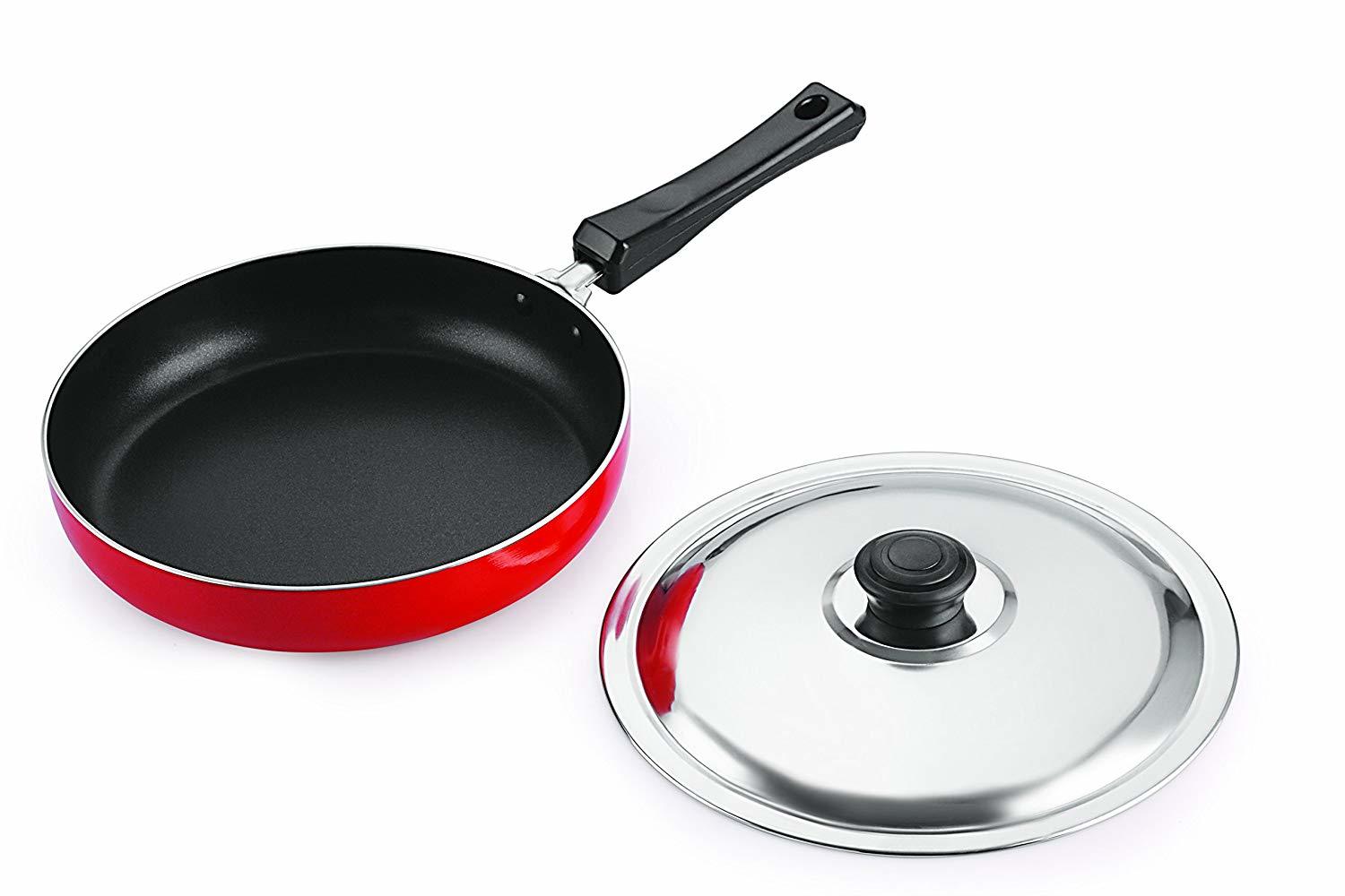 Nirlon Non Stick 3 Piece Combo Set Aluminium Red & Black