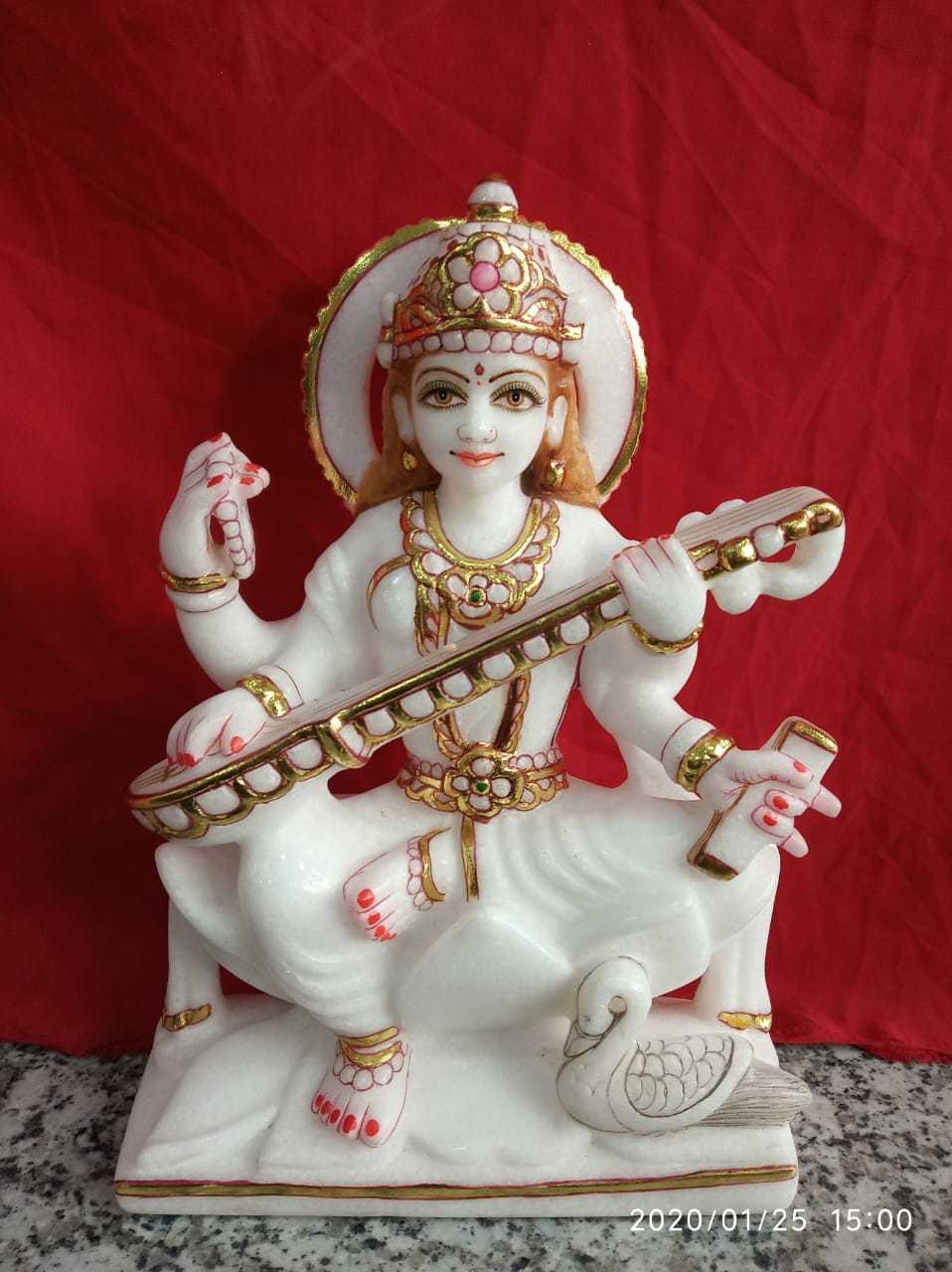 White Marble Saraswati Status