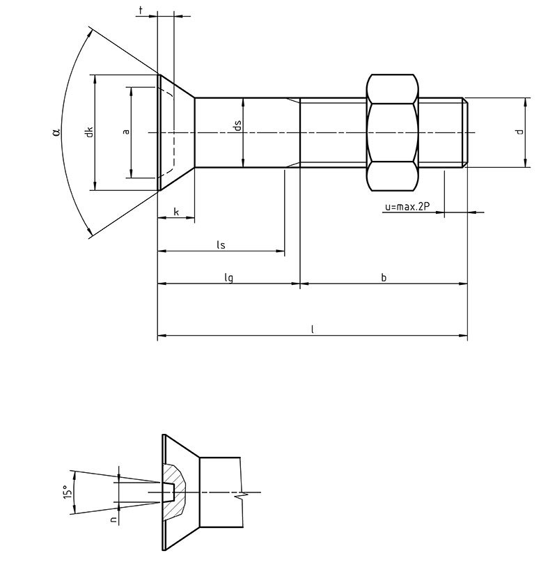 Din 7969 Slotted Countersunk Head Bolts For Structural Steel Bolting