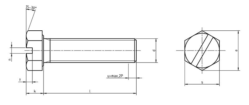 Din 933 Sz Hexagon Slotted Bolt