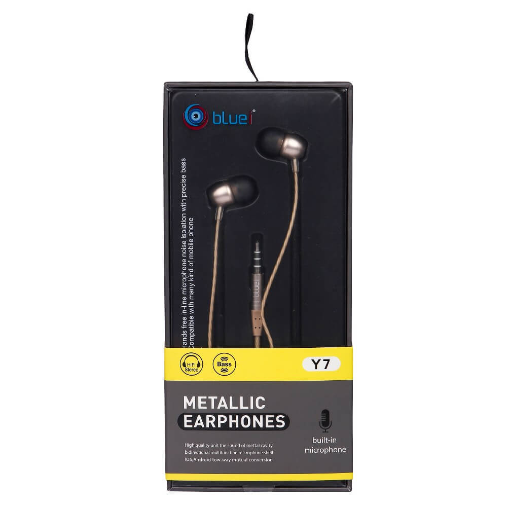 Metallic Y7 Heavy Bass Stereo Bluei Earphone Body Material: Nylon