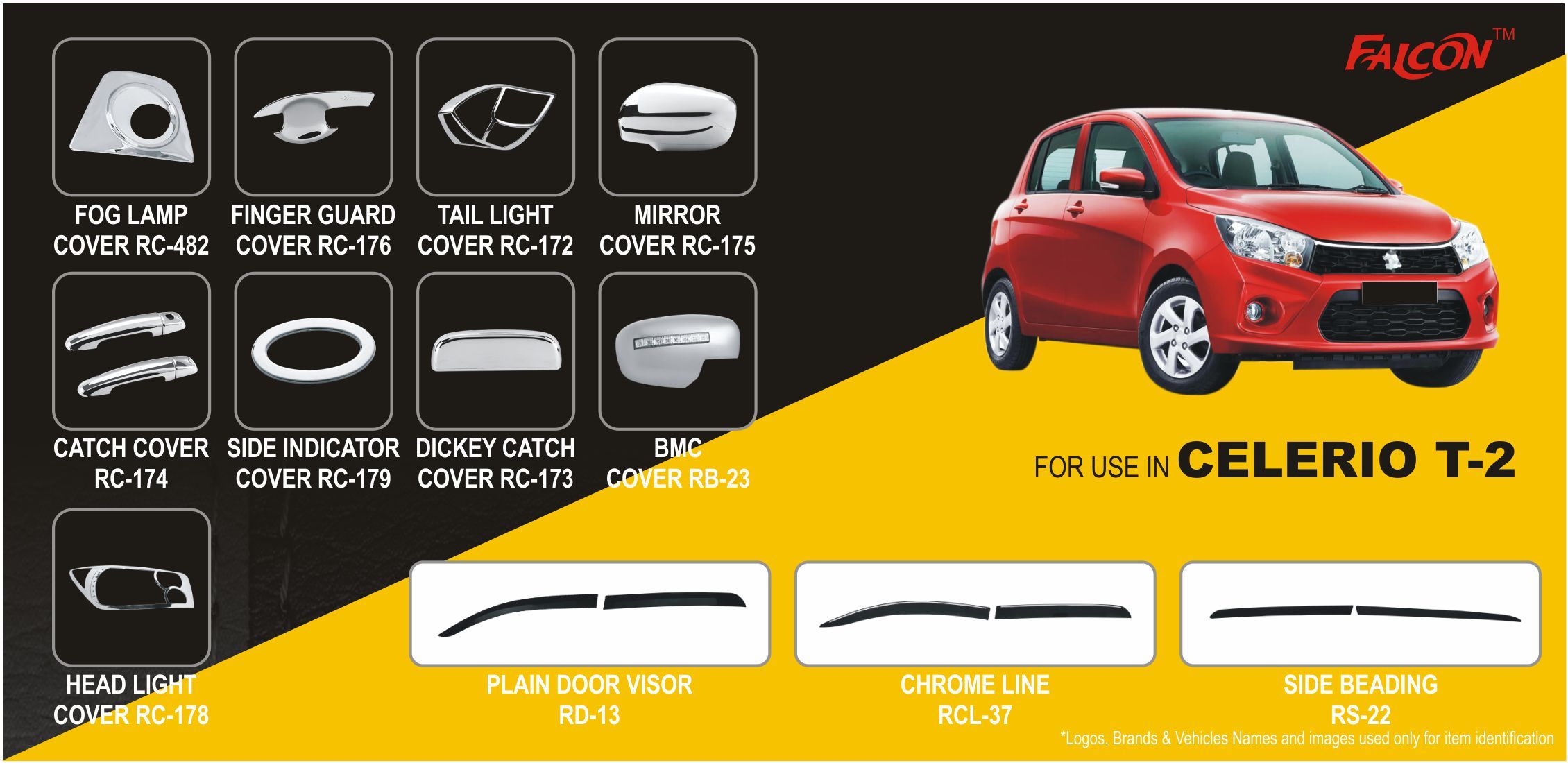 Celerio Car Accessories - Abs Plastic, Glossy Finish, Light Weight | Customizable, Durable, Easy Install, Stylish, Protective