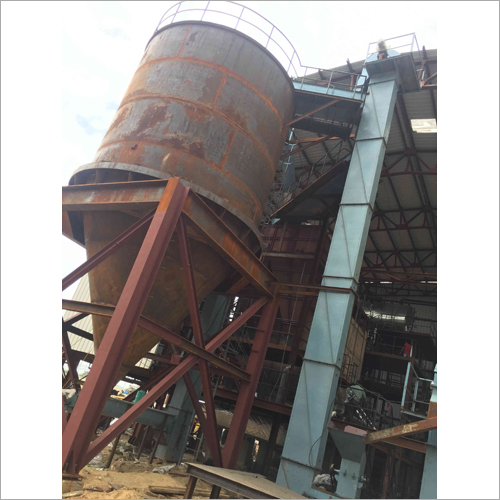 Ash Silo - Plate Grade Material, Variable Dimensions | 4 Legs, Cement Feeding Pipe, Interior Coating, Various Configurations for Safe Fly Ash Storage