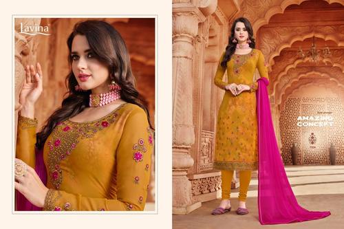 Yellow Lavina Brand Straight Cut Salwar Suits