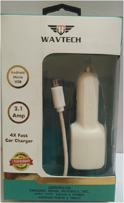 4x Fast Car Charger - 1 Meter Fast Car Charger Cable, White Jacket And Connector - High-speed Charging For Devices