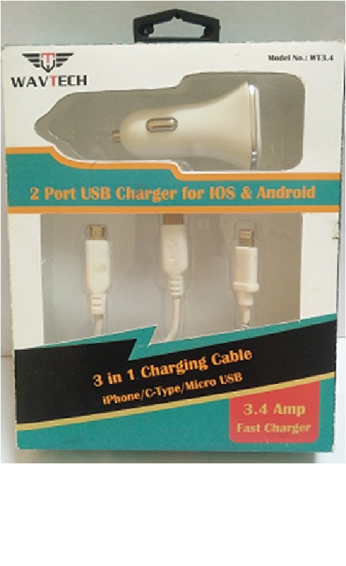 4x Fast Car Charger - 1 Meter Fast Car Charger Cable, White Jacket And Connector - High-speed Charging For Devices