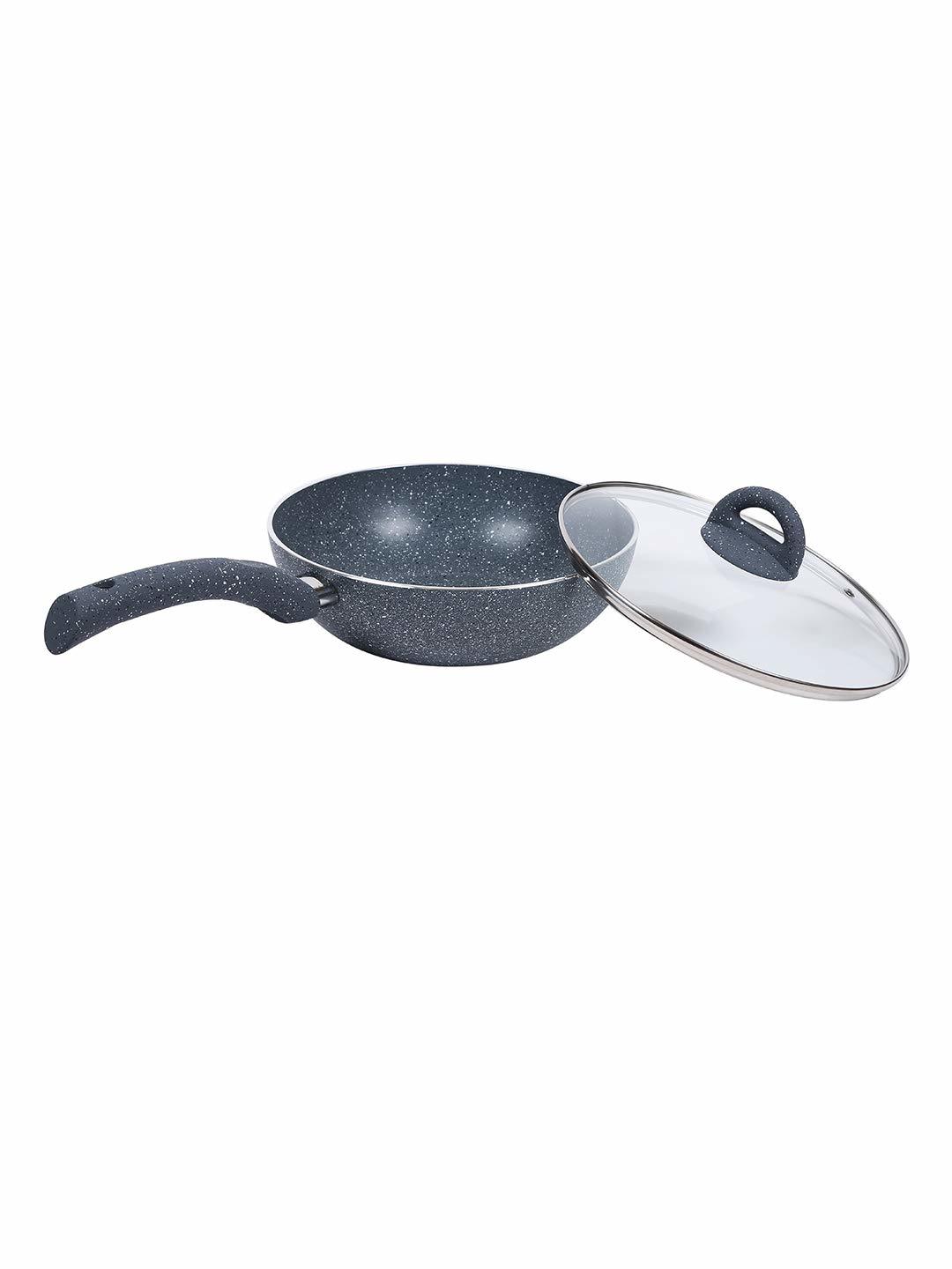 Wonderchef Granite Wok With Lid, 24cm, 2.7l,grey