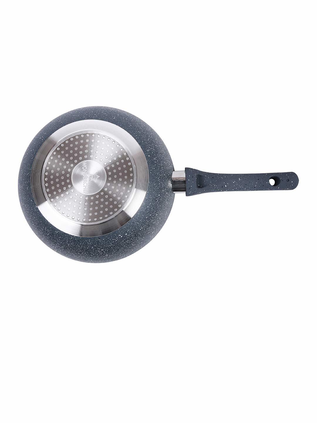 Wonderchef Granite Wok With Lid, 24cm, 2.7l,grey