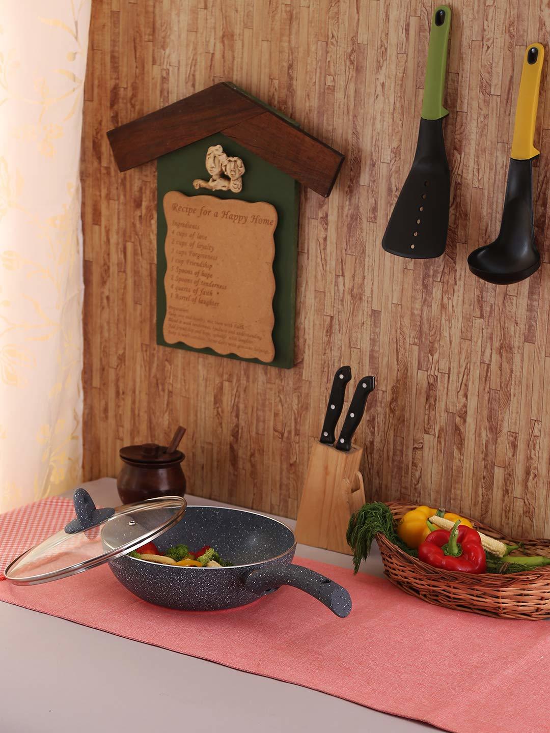 Wonderchef Granite Wok With Lid, 24cm, 2.7l,grey