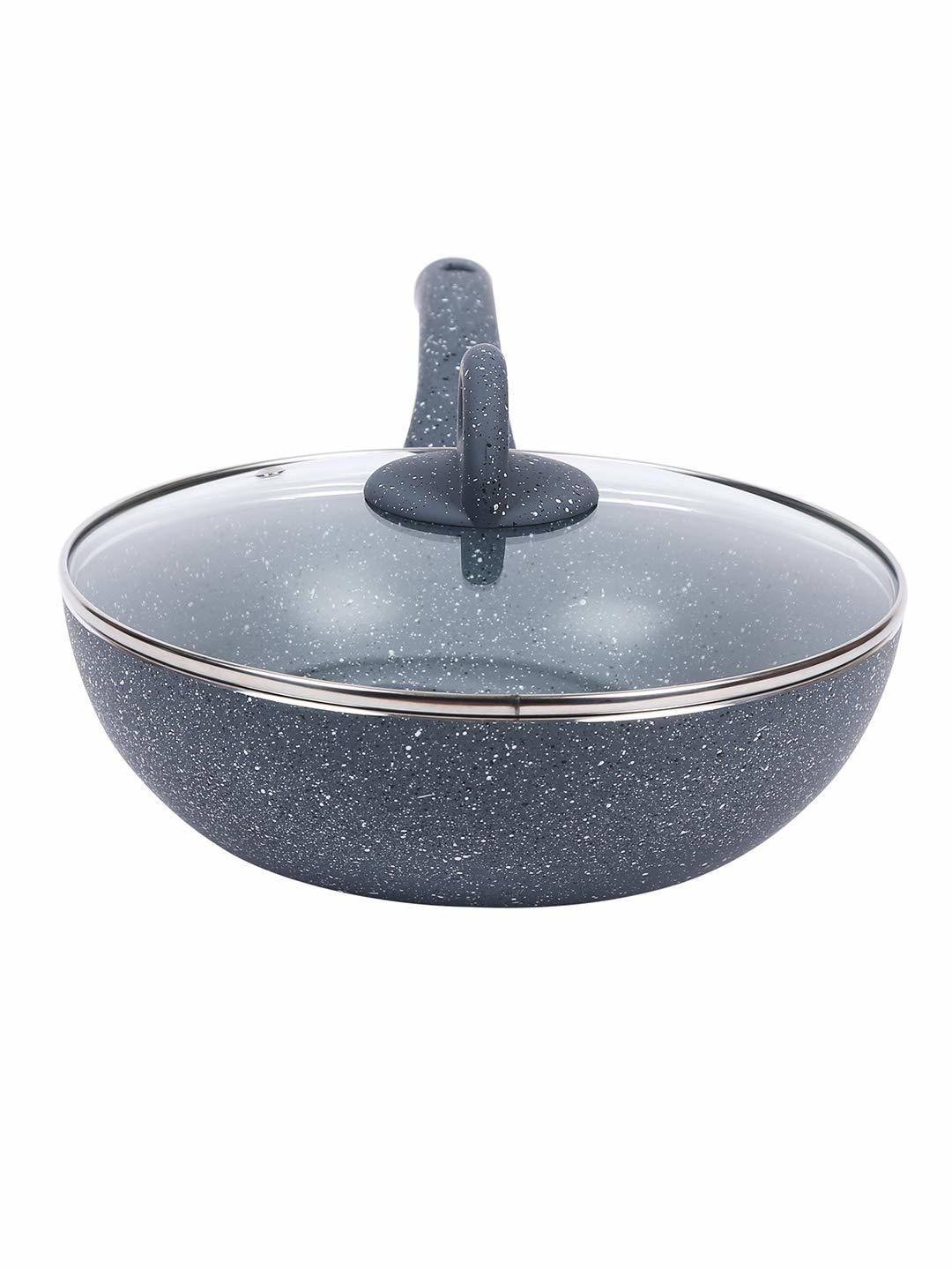 Wonderchef Granite Wok With Lid, 24cm, 2.7l,grey