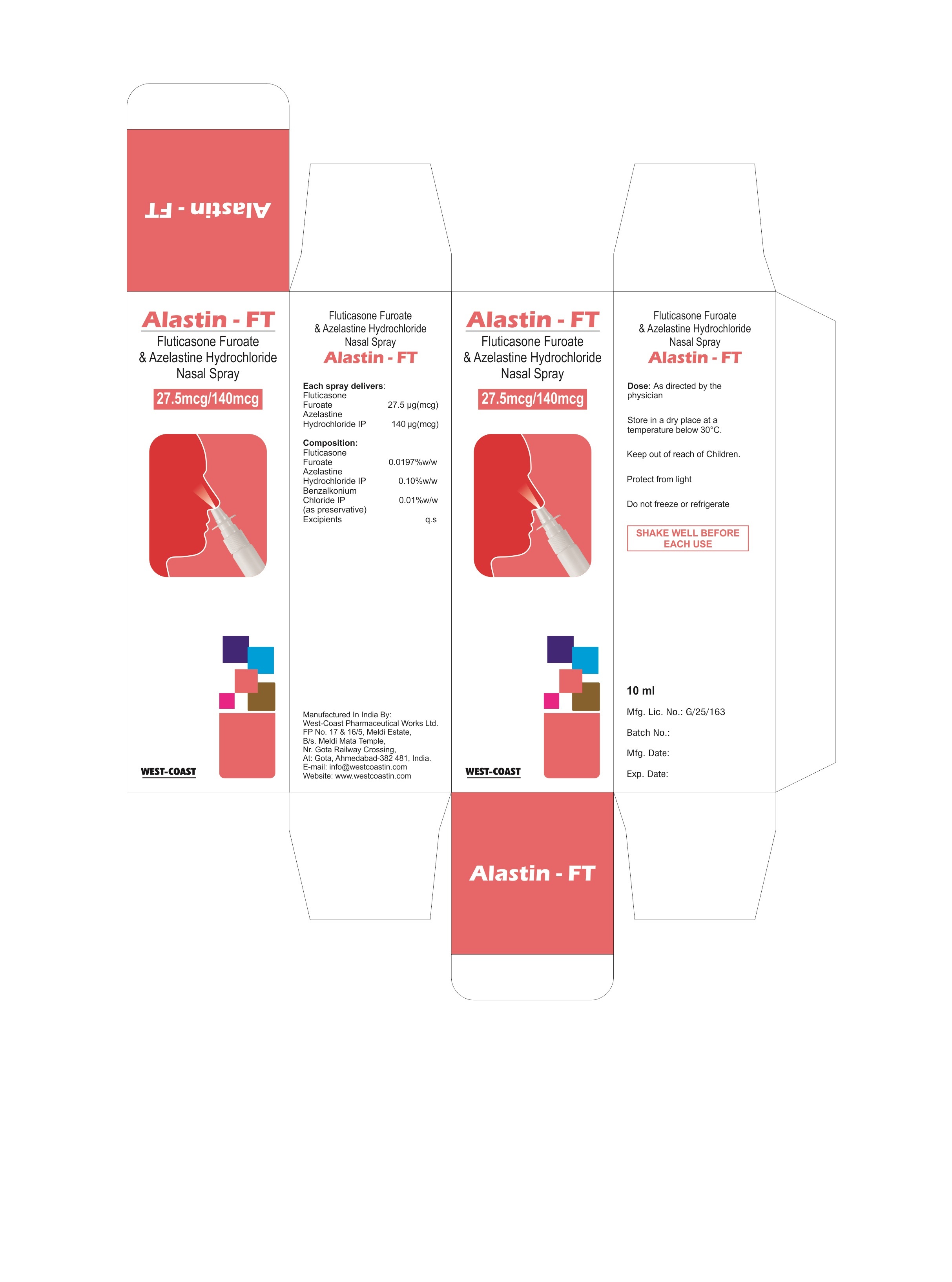 Fluticasone Furoate & Azelastine Hydrochloride Nasal Spray  27.5 Mcg/140mcg Cas No: -