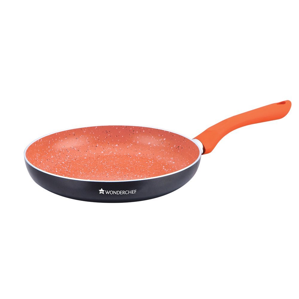 Wonderchef Sakura Aluminium Induction Base Cookware Set, Set Of 3-pieces With Lid, Black/orange