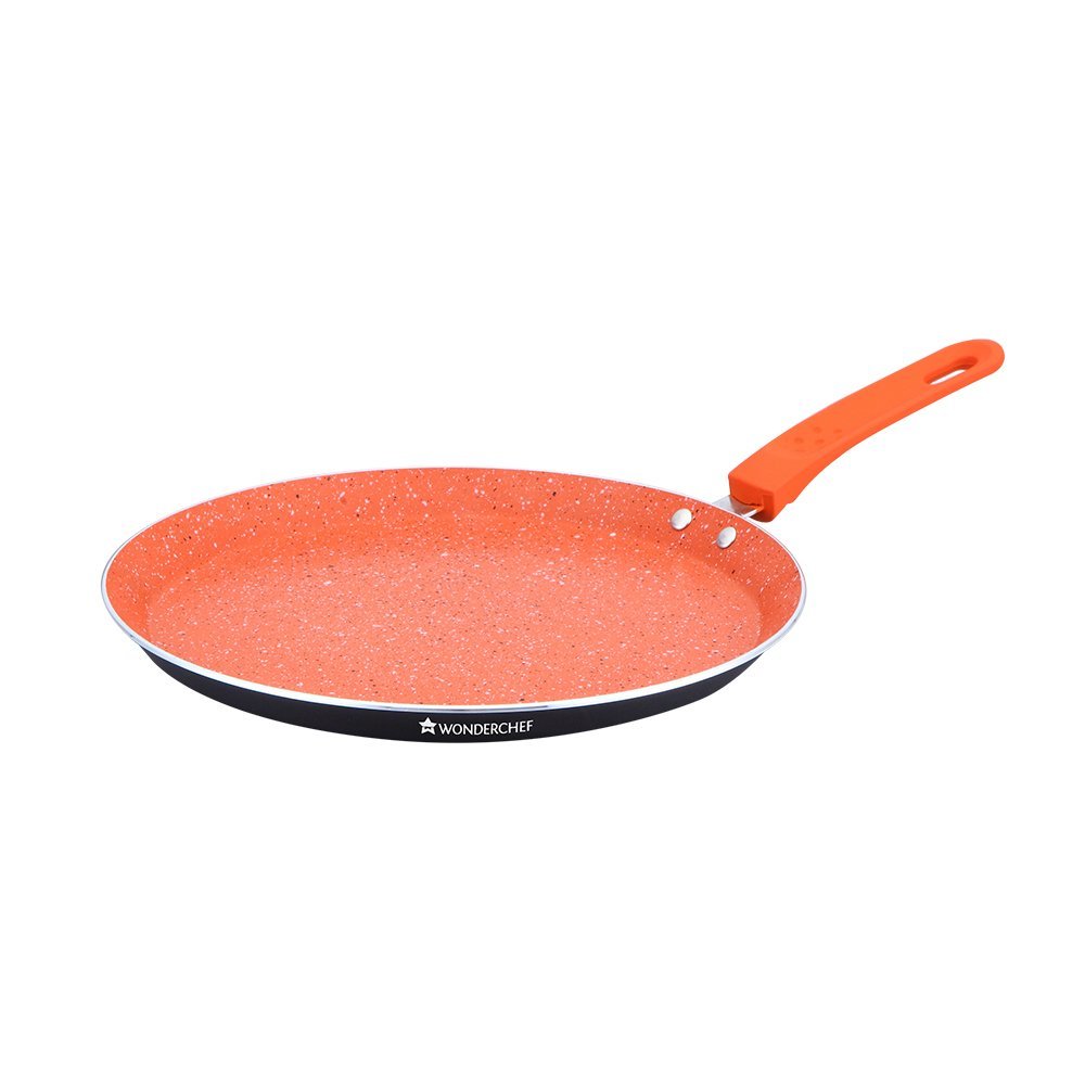 Wonderchef Sakura Aluminium Induction Base Cookware Set, Set Of 3-pieces With Lid, Black/orange