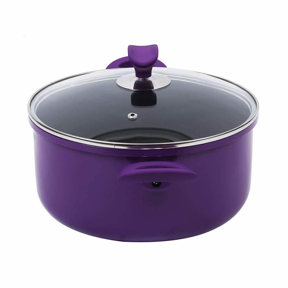 Wonderchef Induction Base Non-stick Aluminum Elite Casserole With Lid, 20cm, 2-pieces, Purple And Black