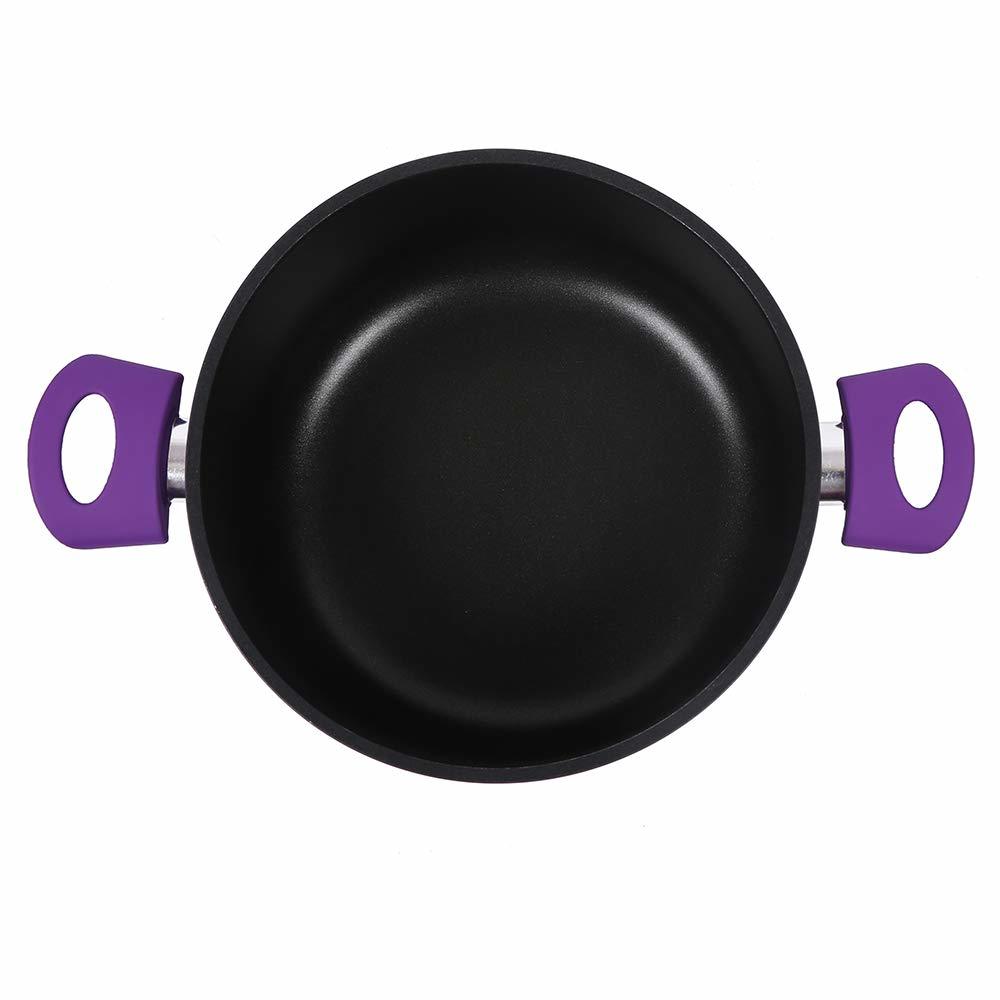 Wonderchef Induction Base Non-stick Aluminum Elite Casserole With Lid, 20cm, 2-pieces, Purple And Black