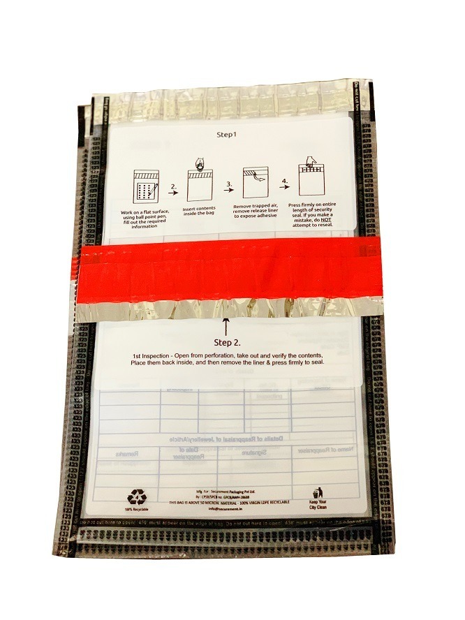 Gold Loan Envelope - Ptfe Material, Custom Sizes 6x9 & 5x7 | Secure Hot Melt Glue Strip, Sequential Numbering, Dual Gumming Strips For Audit