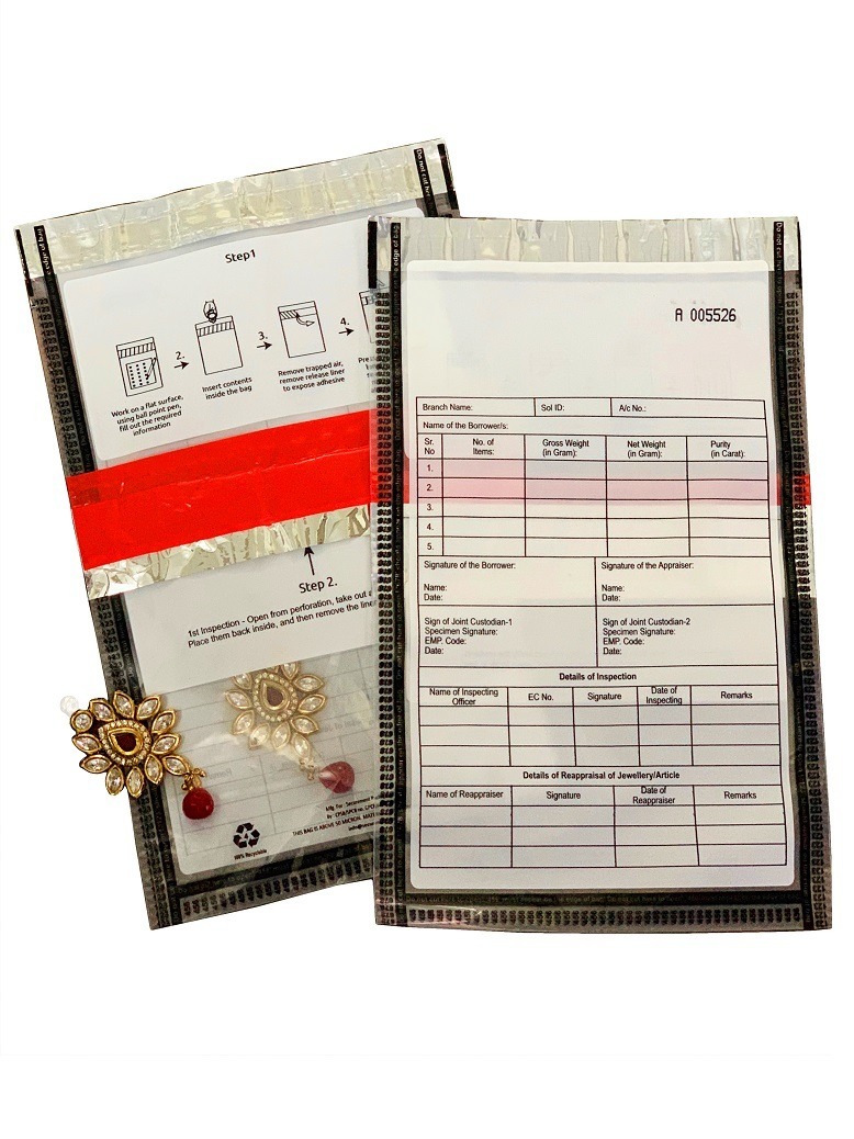 Gold Loan Envelope - Ptfe Material, Custom Sizes 6x9 & 5x7 | Secure Hot Melt Glue Strip, Sequential Numbering, Dual Gumming Strips For Audit