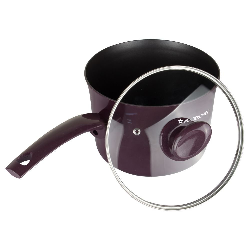 Wonderchef Everest Aluminium Sauce Pan With Lid, 2.85 Litres/18cm, Purple